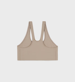 Serif Logo Sport Bra - Elephant/White