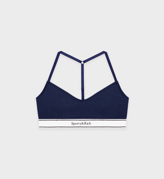 Serif Logo Sports Bralette - Navy