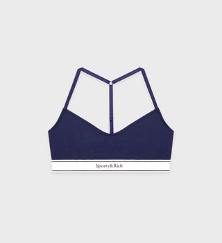 Serif Logo Sports Bralette - Navy/Off White