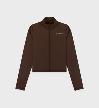 Serif Logo Sports Jacket - Chocolate/White