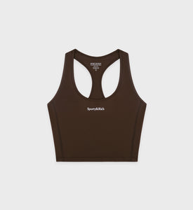 Serif Logo Sports Tank - Chocolate/White