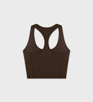 Serif Logo Sports Tank - Chocolate/White