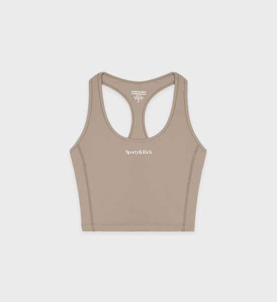 Serif Logo Sports Tank - Elephant/White