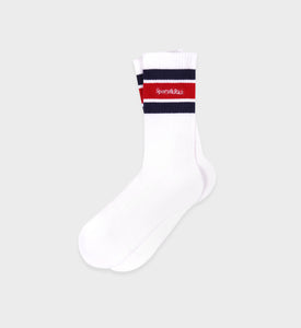 Chaussettes rayées Serif Logo - Blanc/Marine/Rubis