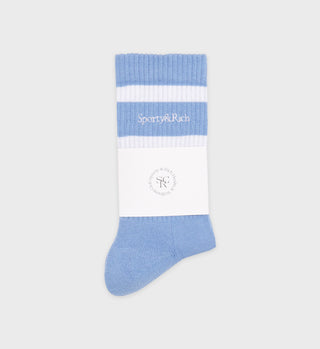 Serif Logo Socks - Sky Blue/White