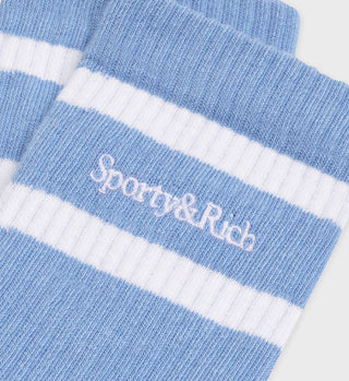 Serif Logo Socks - Sky Blue/White