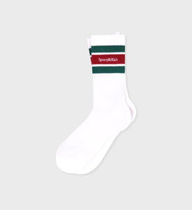 Serif Logo Striped Socks - White/Alpine/Lava