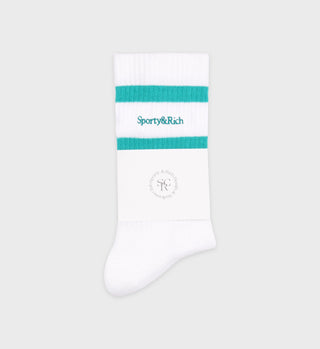 Serif Logo Socks - White/Caribbean