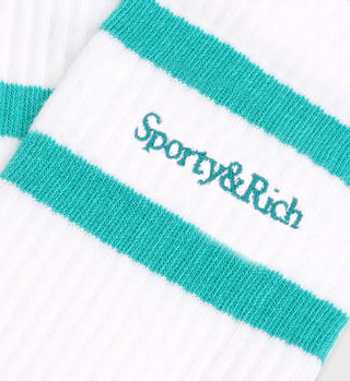 Serif Logo Socks - White/Caribbean