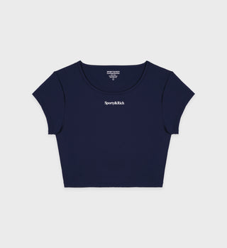 Serif Logo Training Tee - Navy/White
