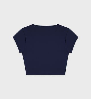 Serif Logo Training Tee - Navy/White