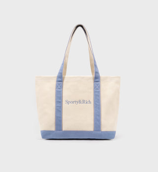Serif Logo Two Tone Tote - Natural/Sky Blue