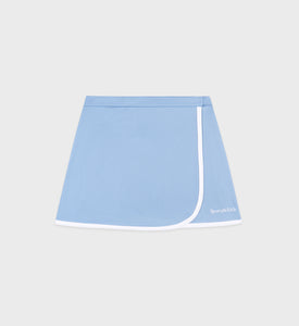 Serif Logo Wrap Skirt - Sky Blue/White