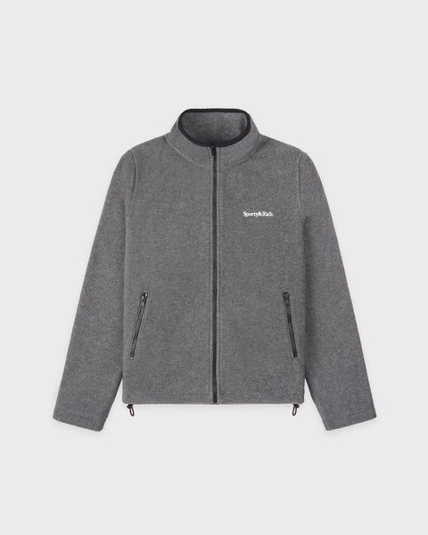 Serif Logo Zipped Polar Fleece - Cool Gray/White