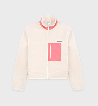 Zipped Sherpa Jacket - Cream/Dahlia