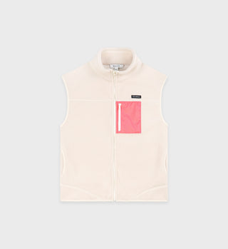 Zipped Sherpa Vest - Cream/Dahlia