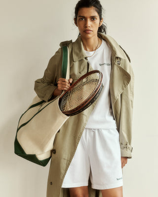 Signature Logo Large Tote - Natural/Forest Green