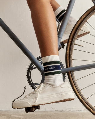Serif Logo Socks - White/Forest/Navy