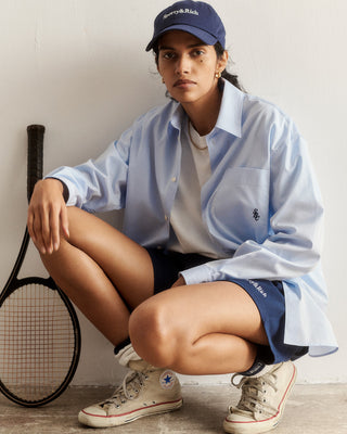 Serif Logo Hat - Navy/White