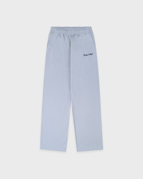 Signature Logo Embroidered Wide Sweatpant - Faded Blue/Navy