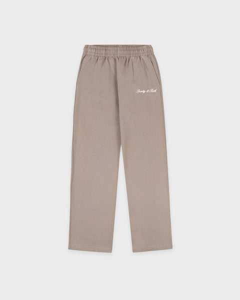 Signature Logo Embroidered Wide Sweatpant - Hazelnut/White