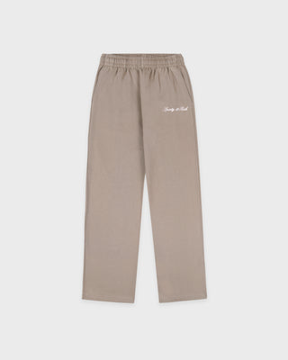 Signature Logo Embroidered Wide Sweatpant - Hazelnut/White