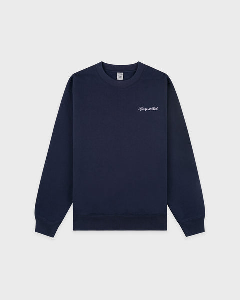Signature Logo Embroidered Crewneck - Navy/White