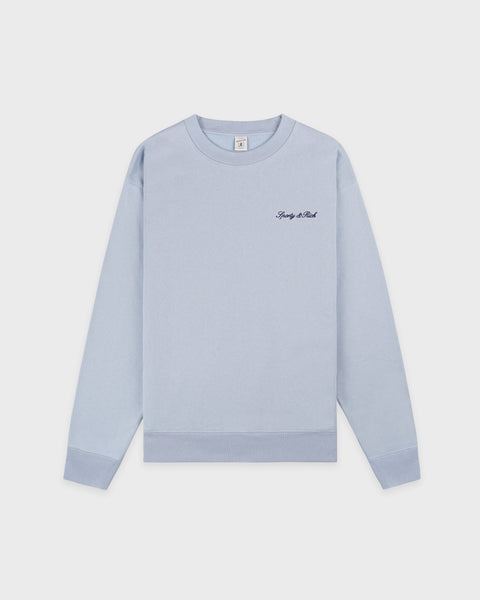 Signature Logo Embroidered Crewneck - Faded Blue/Navy
