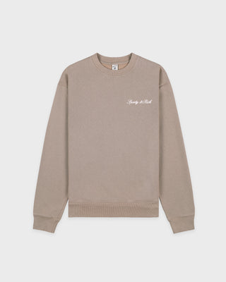 Signature Logo Embroidered Crewneck - Hazelnut/White