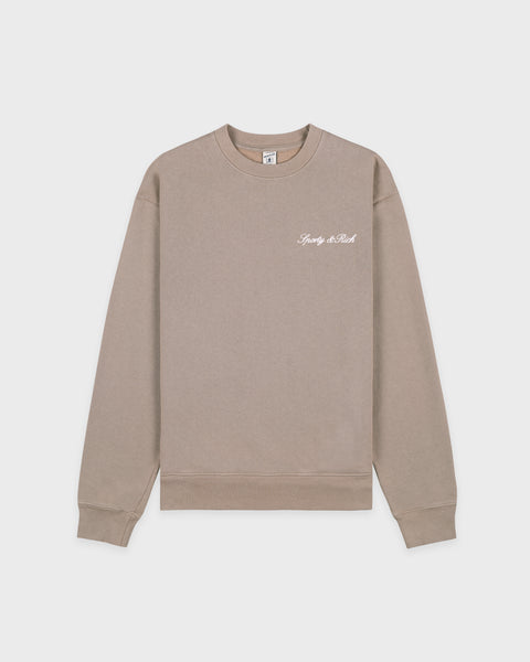 Signature Logo Embroidered Crewneck - Hazelnut/White