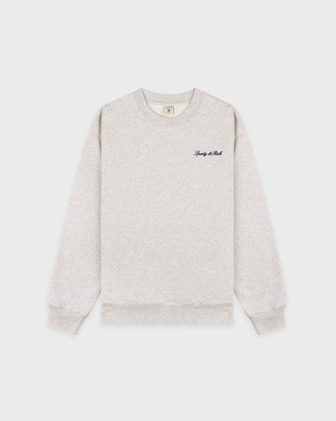 Signature Logo Embroidered Crewneck - Heather Gray/Navy