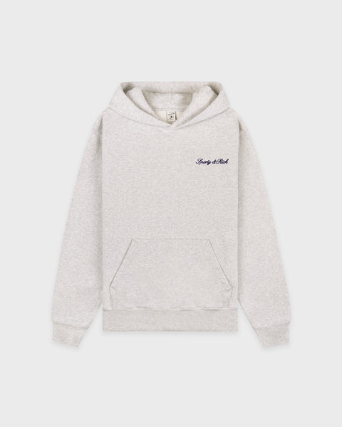 Signature Logo Embroidered Hoodie - Heather Gray/Navy