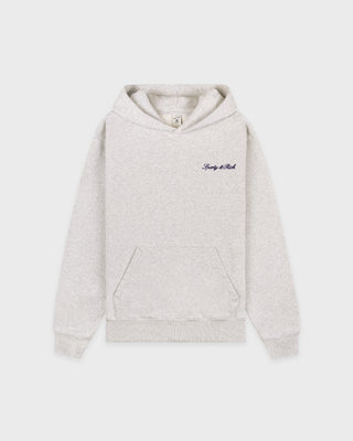 Signature Logo Embroidered Hoodie - Heather Gray/Navy