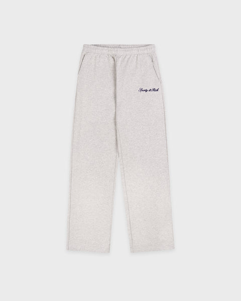 Signature Logo Embroidered Wide Sweatpant - Heather Gray/Navy