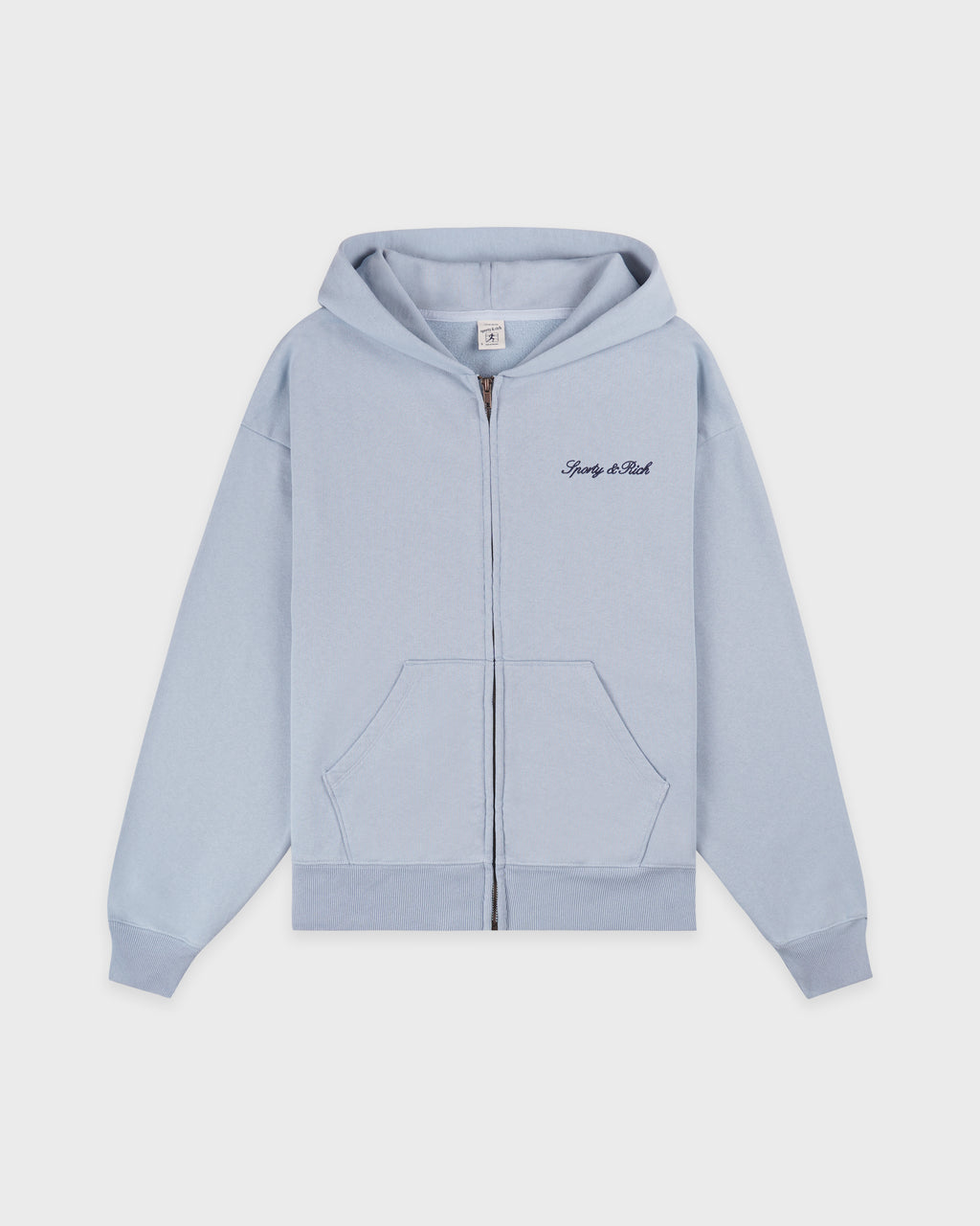 Signature Logo Embroidered Zip Hoodie - Faded Blue/Navy
