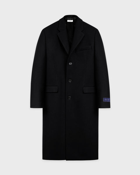 Signature Logo Wool Overcoat - Black