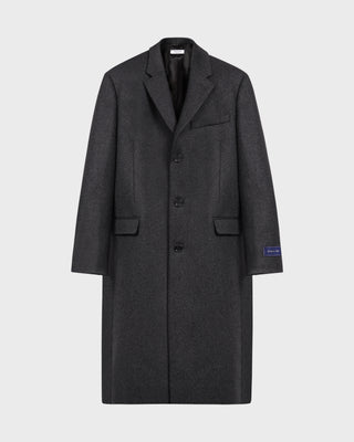 Signature Logo Wool Overcoat Men - Dark Gray