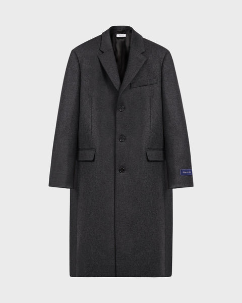 Signature Logo Wool Overcoat Men - Dark Gray