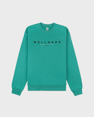 Spellout Embroidered Crewneck - Spring Green/Faded Black