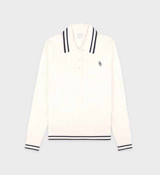 SRC Cableknit Polo - Cream/Navy