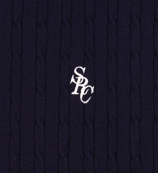 SRC Cableknit Polo - Navy/Cream