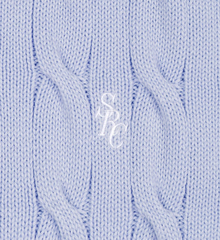 SRC Cableknit V-Neck Sweater - Sky Blue/Off White