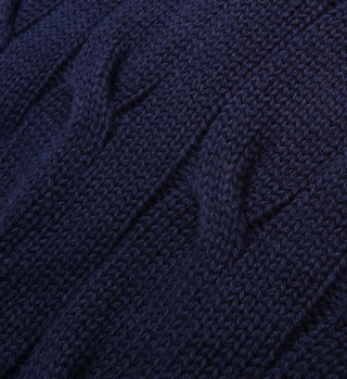 SRC Cableknit V-Neck Sweater - Navy/White