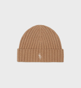 SRC Cashmere Beanie - Camel/White