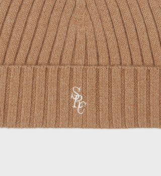 SRC Cashmere Beanie - Camel/White