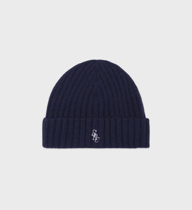 SRC Cashmere Beanie - Navy/White