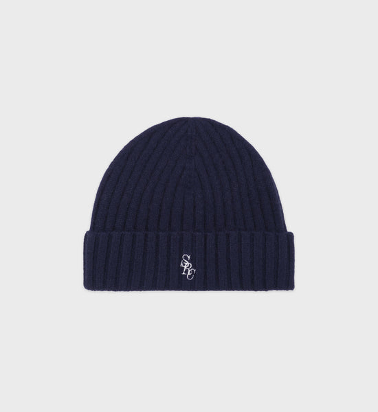 SRC Cashmere Beanie - Navy/White