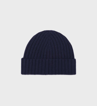 SRC Cashmere Beanie - Navy/White