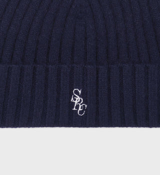 SRC Cashmere Beanie - Navy/White