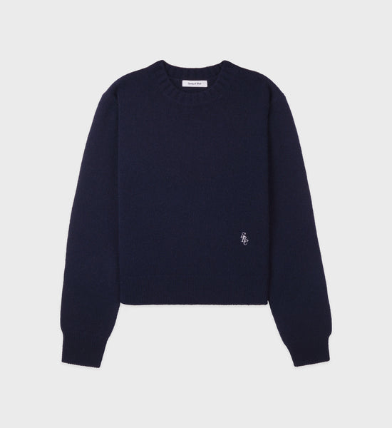 SRC Cashmere Crewneck - Navy/White